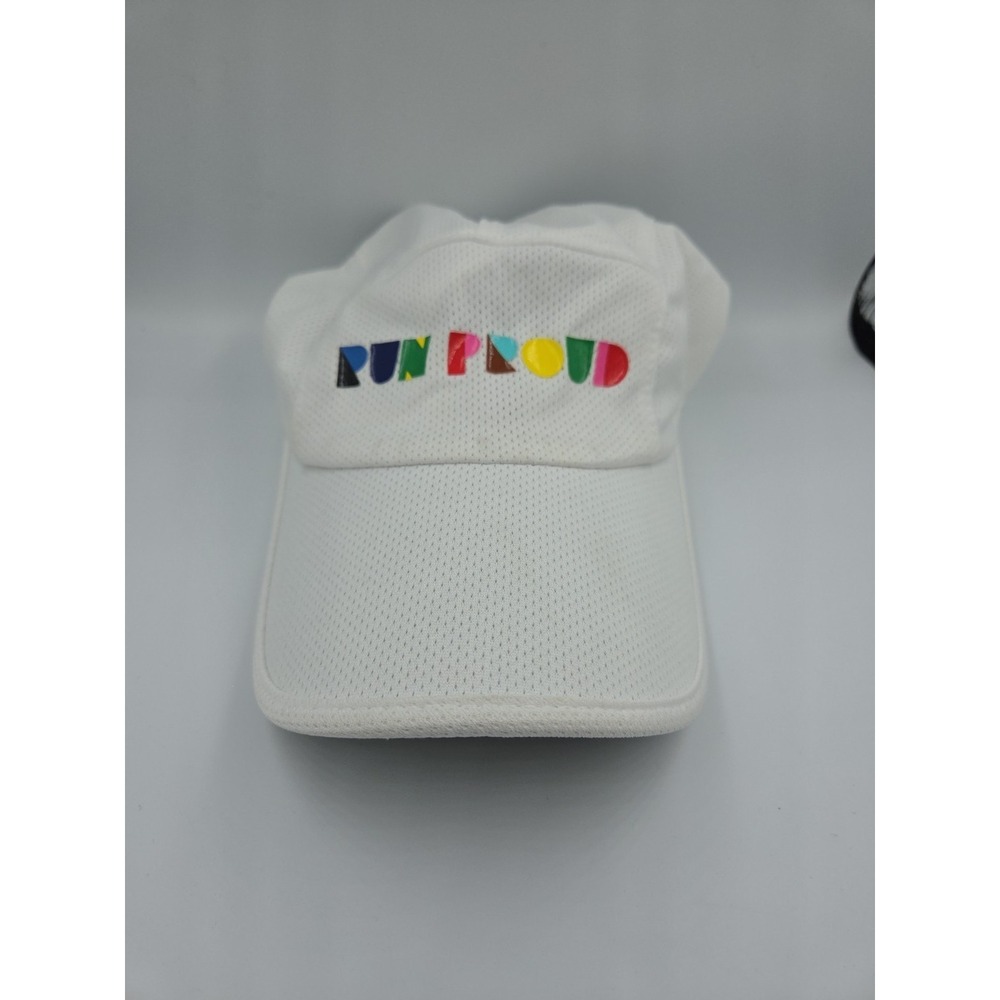 NEW Women's Brooks Run Happy Run Proud Pride Hat Adjustable Breathable White